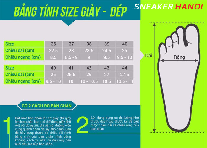 cách đo chân mua giày