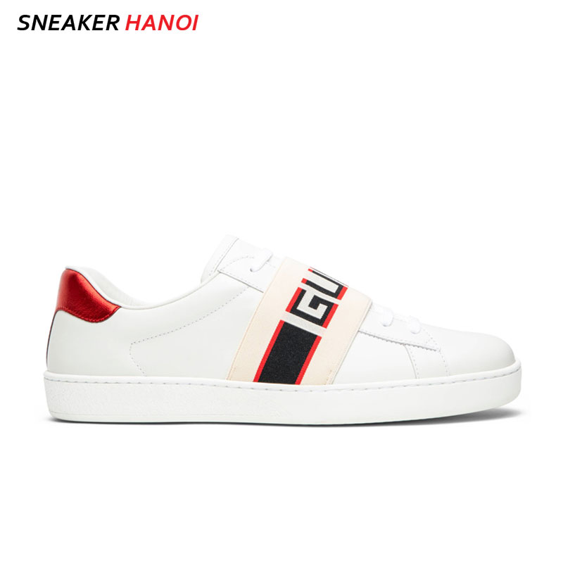Giày Gucci Stripe Leather Sneaker White Red Black